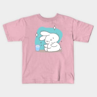 Adorable Bunny Engages in a Stretching Exercise Routine Kids T-Shirt